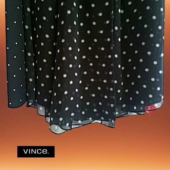 VINCE. NEW Mixed Dots Chiffon Overlay Midi Skirt S - Picture 6 of 12